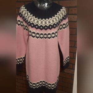 Aran Mor Merino Wool Sweater Dress XL Fair Isle